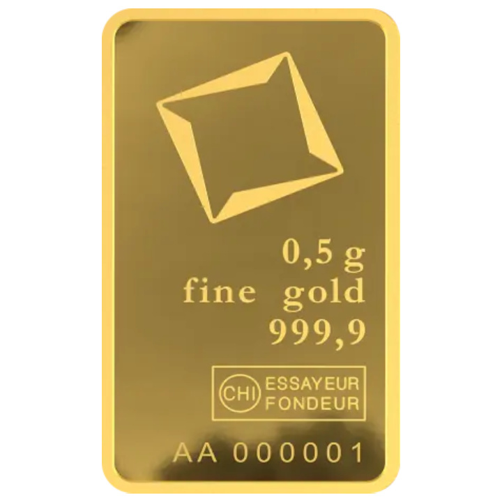 Lingotto da 0,5 grammi d'oro Valcambi
