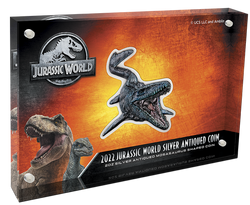 Niue: Jurassic World - Mosasaurus kolorowany 2 uncje Srebra 2022 Antiqued Coin
