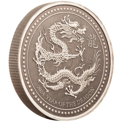 Samoa: Year of the Dragon 2 uncje Srebra 2024 Antiqued Coin