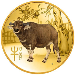 Lunar III: Rok Bawoła 1/10 uncji Złota kolorowana 2021