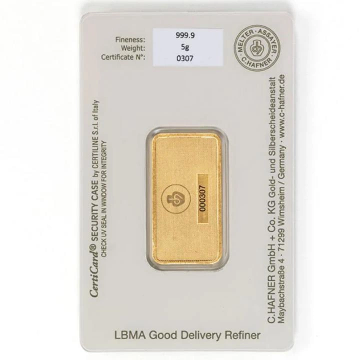 Gold Bar 5 g C Hafner