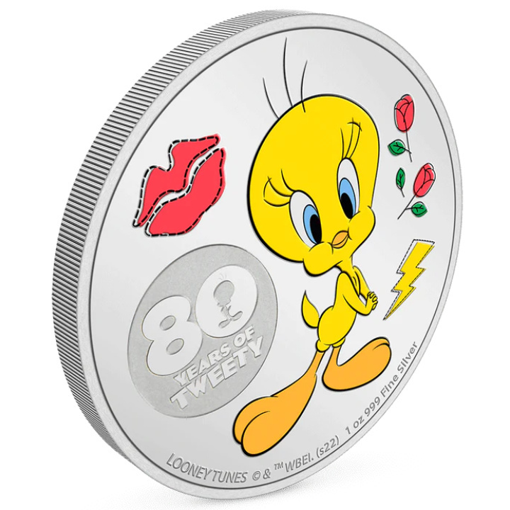 Niue: Tweety 80th Anniversary coloured 1 oz Silver 2022 Proof