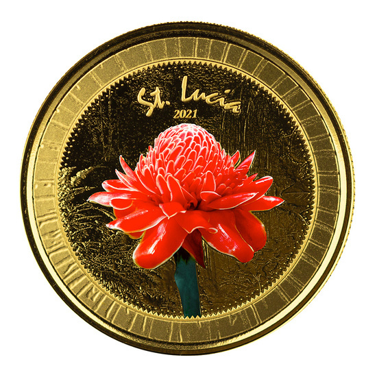 St. Lucia Botanical Gardens coloured 1 oz Gold 2021 Proof