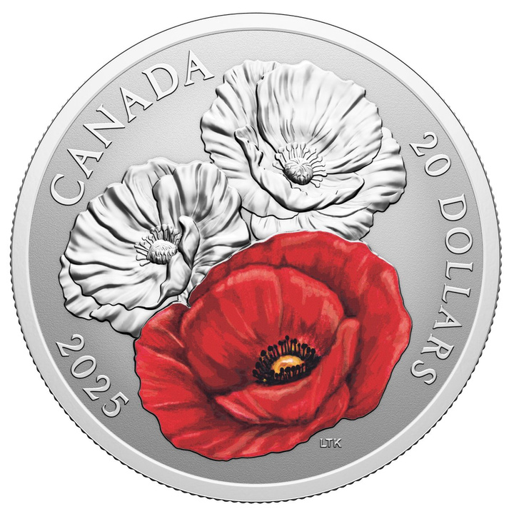 Canada: Remembrance Day coloured $20 Silver 2024 Proof Coin