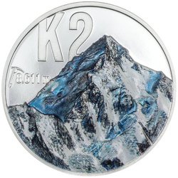 Îles Cook : Peaks - K2 coloré 2 onces d'argent 2024 Proof Ultra High Relief