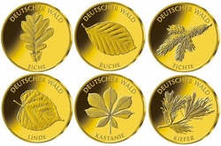 Set of 6 "German Forest" Gold coins