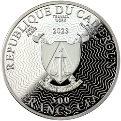Cameroon: Zodiac Sign - Libra coloured Silver 2023 Gilded Black Proof Coin