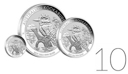 Kookaburra 1000g Silber 2019 PAKET 10 Stück