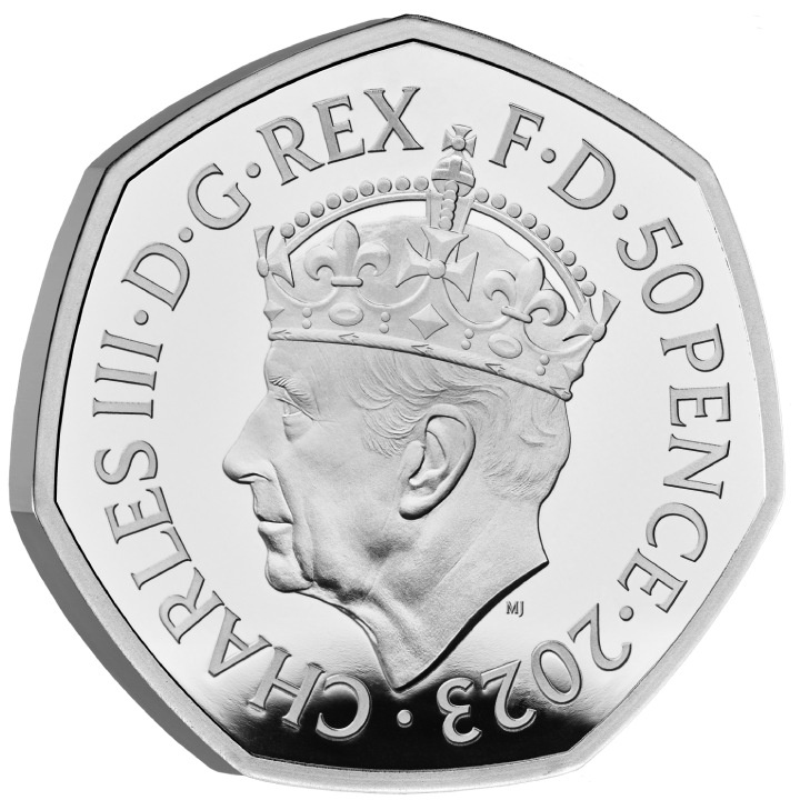Încoronarea Majestății Sale Regele Charles al III-lea 50p Argint 2023 Proof