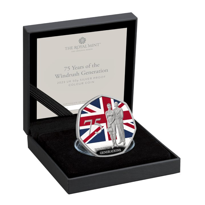 75 Years of the Windrush Generation 50p coloured Silver 2023 Proof