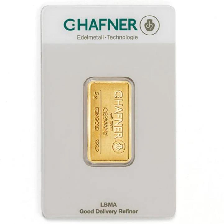 Lingotto d’oro da 5 g C.Hafner in cofanetto – set regalo