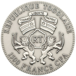 Togo: Jahr der Schlange 2 uncje Srebra 2013 Antique Finish