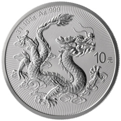 Chinese Dragon 10 Yuan Srebro 2025