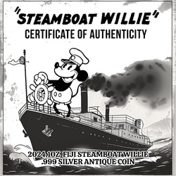 Fiji: Steamboat Willie 1 oz Silber 2024 Antiqued Coin