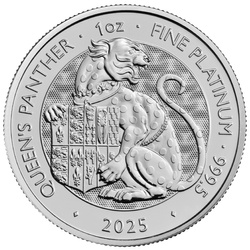 The Royal Tudor Beasts: The Queen's Panther 1 oncia di platino 2025