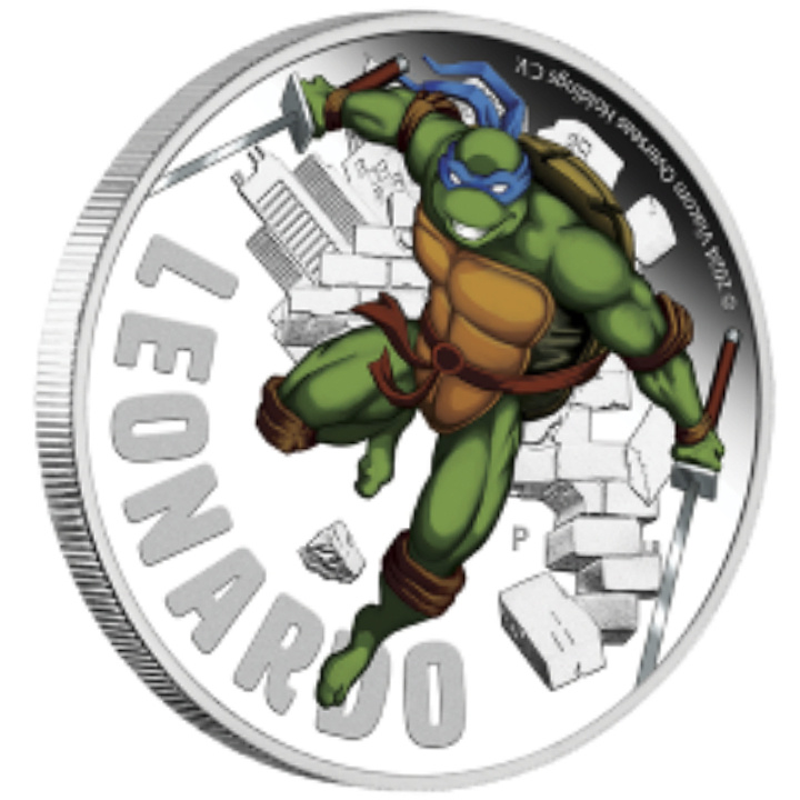 Tuvalu : Teenage Mutant Ninja Turtles - Leonardo coloré 1 once d'argent 2024 Proof