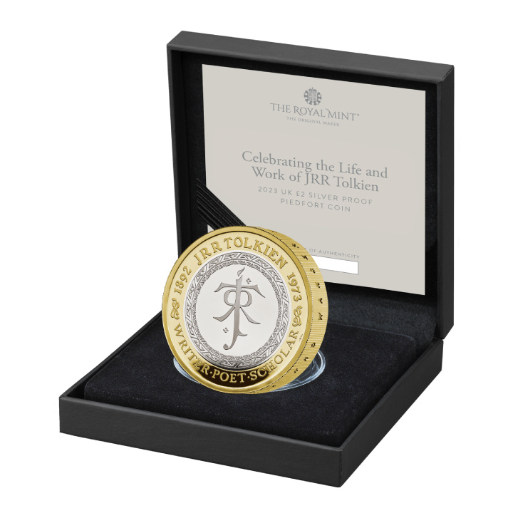 Celebrating the Life and Work of JRR Tolkien £2 Silver 2023 Gilded Proof Piedfort Coin