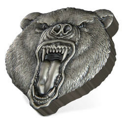 Niue: Fierce Nature - Grizzly Bear 2 uncje Srebra 2023 Antique Finish