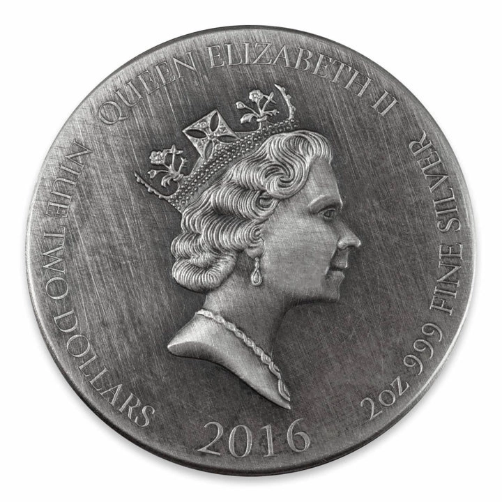 Niue: Vikingové – Bjorn Ironside 2 unce stříbra 2016 Proof Antiqued Coin