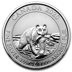 Canada: Ritratti di animali - Orso Kermode 1,5 oncia d'argento 2020