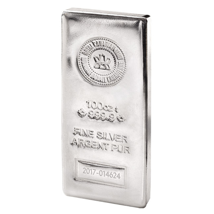 Royal Canadian Mint 100 oz ezüst rúd