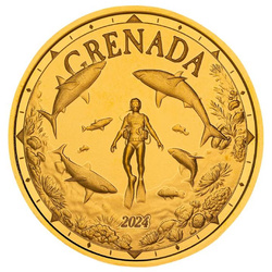 Grenada: Shark Diver – Oro 1 onza 2024 Proof