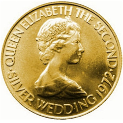 Bailía de Jersey: Boda 25 Aniversario de Isabel II £25 Oro 1972