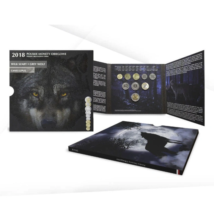 Polish Circulation Coins “Wolf” – coin set  1  gr 1 gr– 5  zł 5 zł,  2018 2018