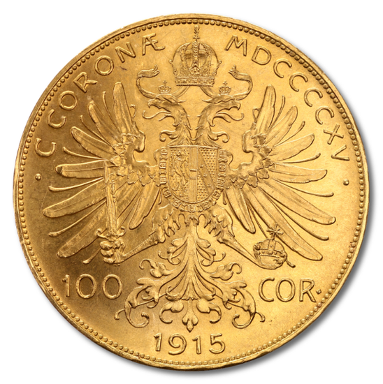 100 Koron Austriackich Franciszek Józef I Złoto 1915