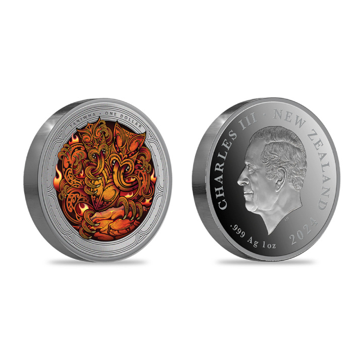 New Zealand: Cave Taniwha 1 kolorowany 1 uncja Srebra 2024 Proof