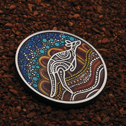 Kangaroo Yongka coloured 2 oz Silber 2023 Antiqued Coin