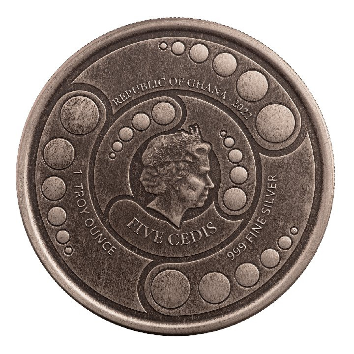 Ghana: Alien 1 unce stříbra 2022 Antiqued Coin