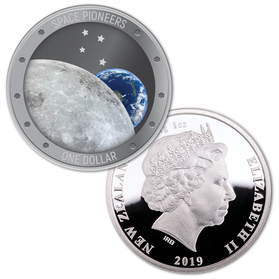 Pionýři vesmíru 1 unce barevného stříbra 2019 Proof