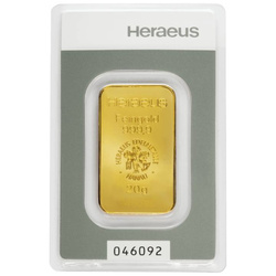 Lingote de oro 20 g Heraeus