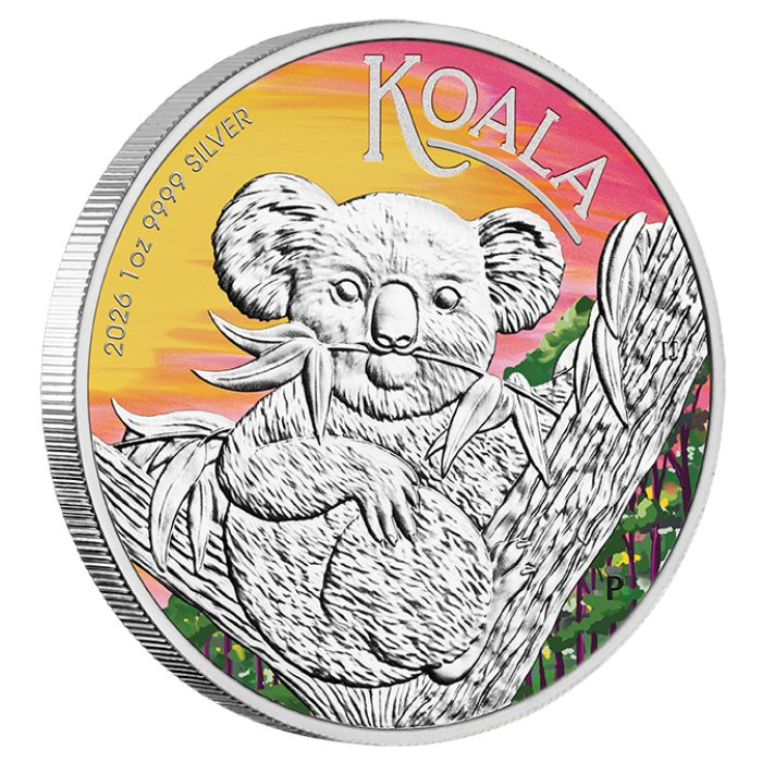 Monnaie en argent Perth Mint : Koala colorisée 1 once d'argent 2026 (Brisbane Money Expo Anda Special)