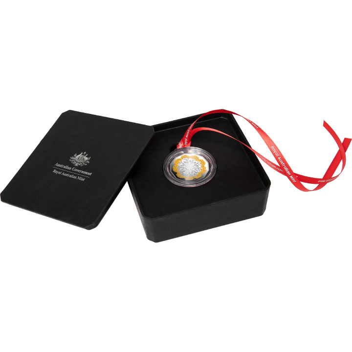 Christmas Decoration - Festive Floral coloured 50c Silver 2024 Proof