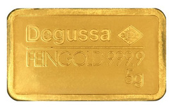 5 grammes Lingot d'or Degussa lingots non triés