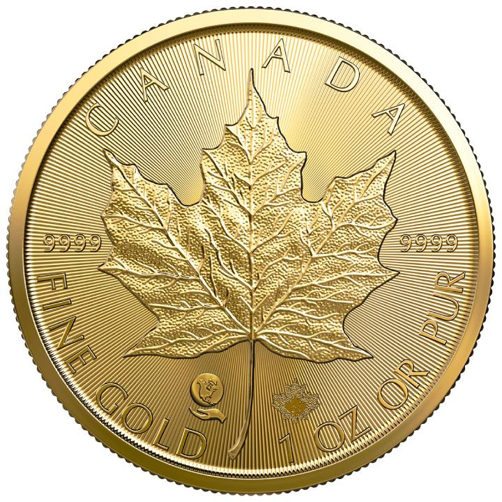 Canadian Maple Leaf 1 oz Gold 2023 Single Source - Newmont Éléonore Mine (moneda en tarjeta)