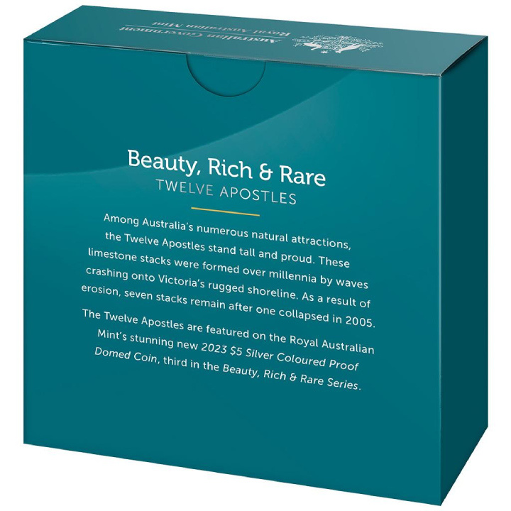 Beauty, Rich & Rare: Twelve Apostles coloured 1 oz Silver 2023 Proof Domed Coin