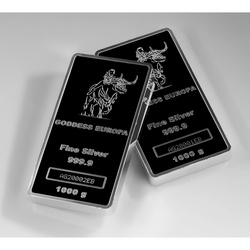 Moneda de lingote Chad: Diosa Europa 1000 g Plata 2023