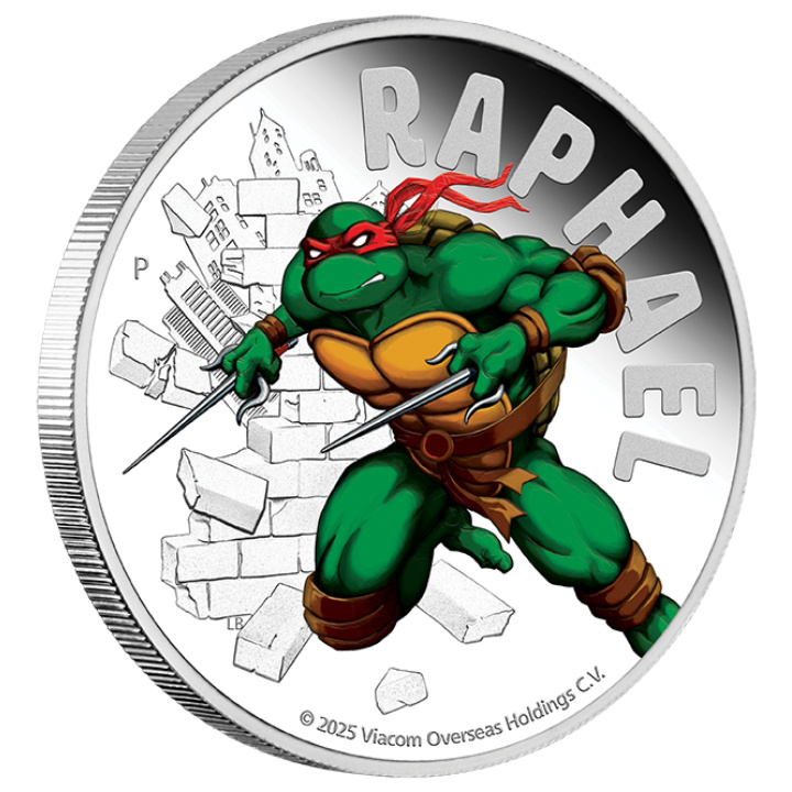 Tuvalu: Teenage Mutant Ninja Turtles - Raphael colorato 1 oncia d'argento 2025 Proof