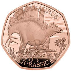 Dinoszauruszok: Ikonikus példányok – Stegosaurus 50 penny arany 2024 Proof