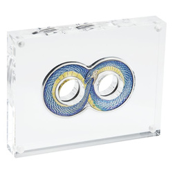 Ouroboros coloreado 2 oz Plata 2022 Moneda Antigua