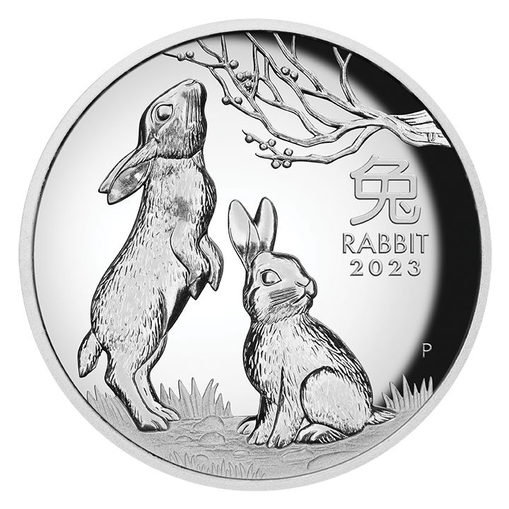 Perth Mint : Lunar III - Année du lapin 1 once d'argent 2023 Proof High Relief