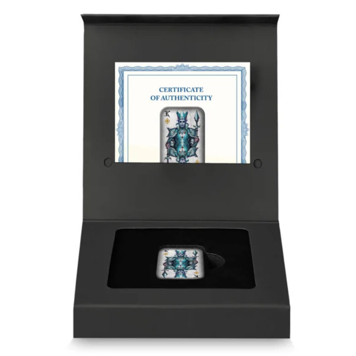 Sztabka Asturmint: Poker Cards - King of Diamonds kolorowany 2 uncje Srebra 2024 Antique Finish