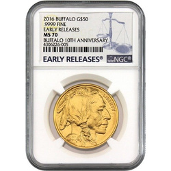 Americký bizon 1 unce zlata 2016 MS 70 ER NGC
