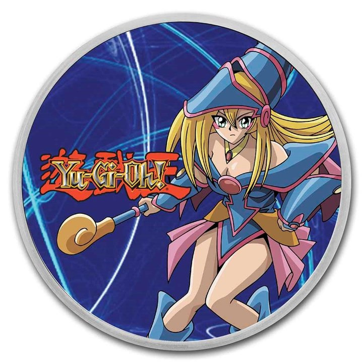 Niue: Yu-Gi-Oh! Dark Magician Girl kolorowany - 25. rocznica 1 uncja Srebra 2022 Slab