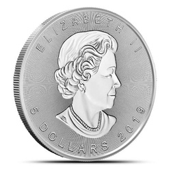 Hoja de arce canadiense 1 oz Plata 2019 (Incusa)