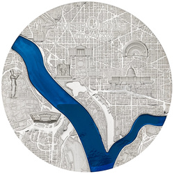 Palaos: Tiffany Art Metropolis - Washington coloured 3 oz Silber 2025 Proof Coin