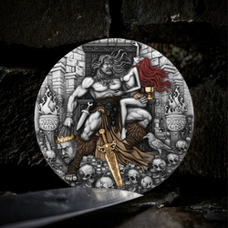 Cameroon: Barbarian King dorada 2 onzas de Plata 2025 Antiqued Coin